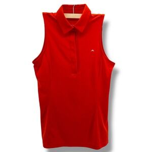 J.Lindeberg Dena Sleeveless Golf Polo Shirt Red Womens Small GWJT09009
